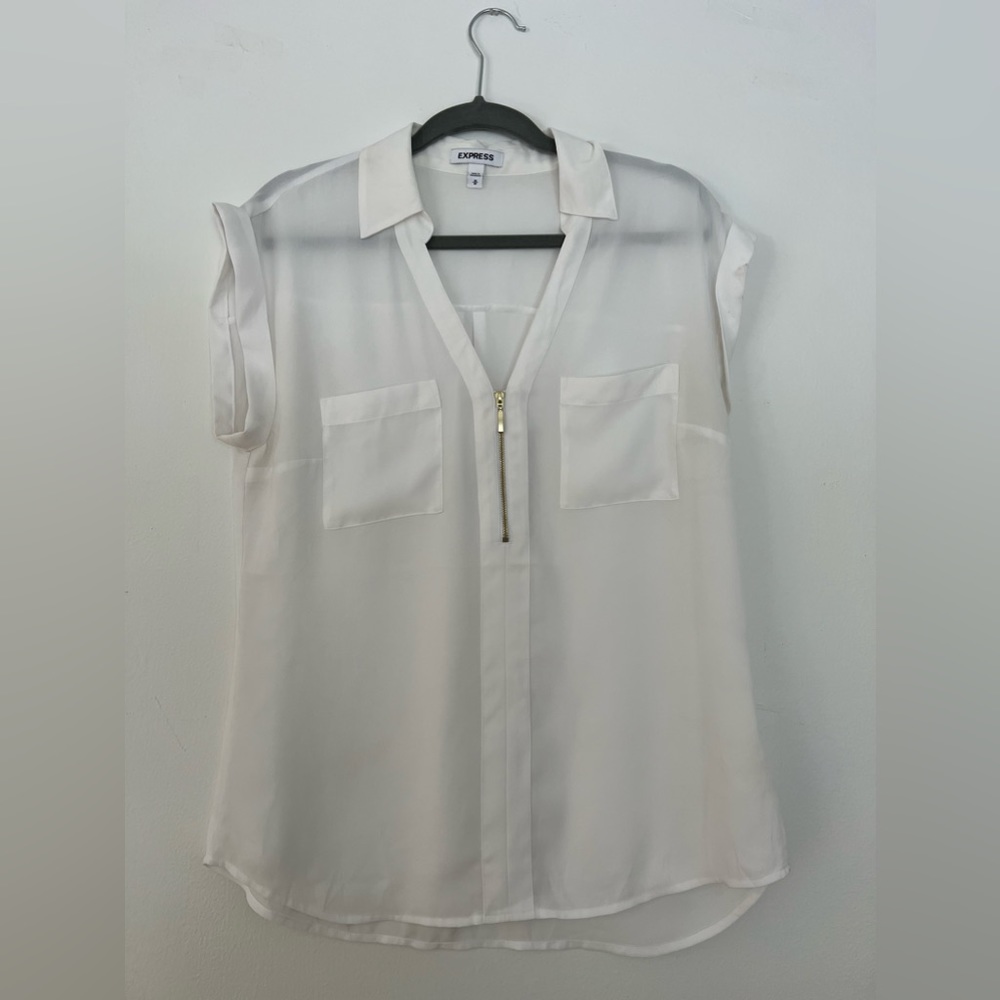 Express Sheer White Blouse with collar
